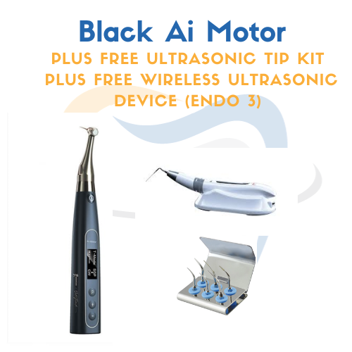 Black Ai Motor with Free Endo 3 and Ultrasonic Endo irrigation Tip Kit