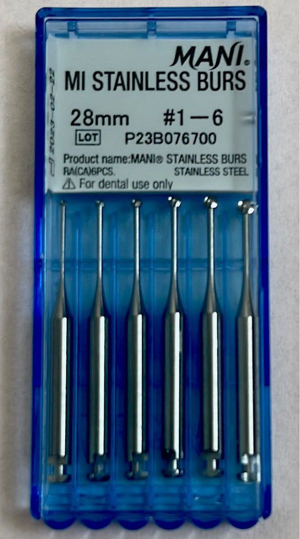 Mani- Minimium Intervention Stainless steel burs for removing caries and not healthy dentine