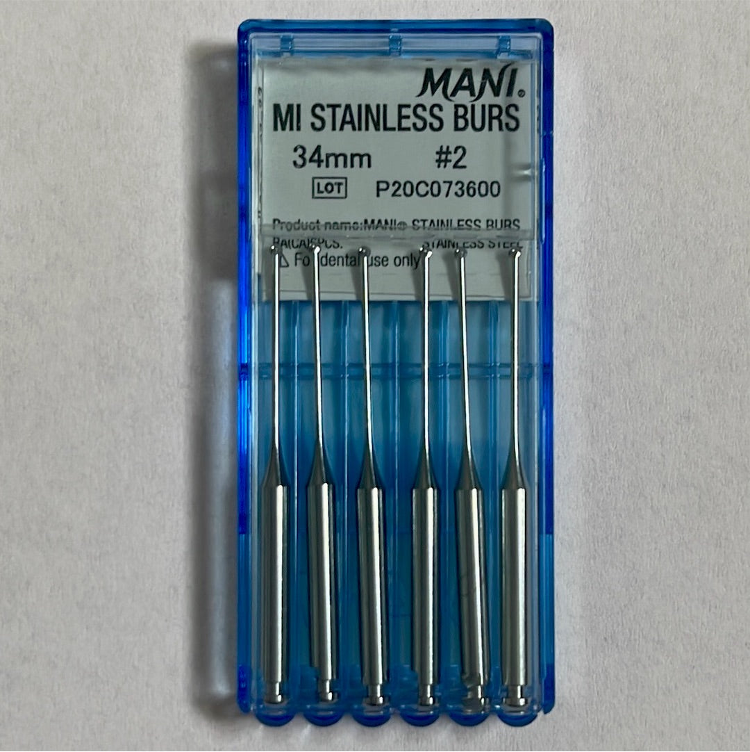Mani- Minimium Intervention Stainless steel burs for removing caries and not healthy dentine