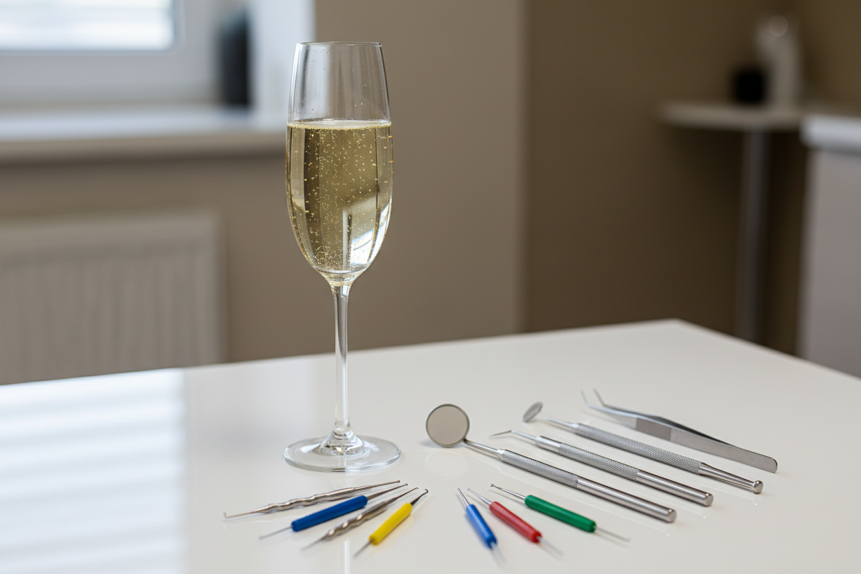 Finding canals in endodontics, what is the champagne test?