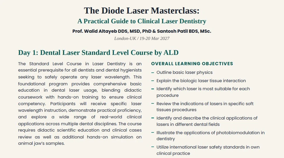 The Diode Laser Masterclass- March 2027