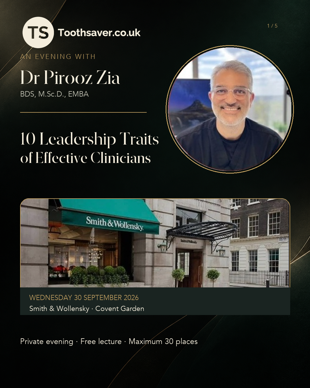 Lecture with Dr Pirooz Zia 30th September